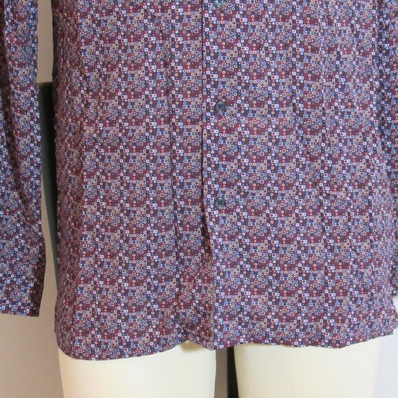 John Lennon Purple Geometric Print Camp Collar 100% Viscose Lightweight Shirt M - Picture 6 of 11